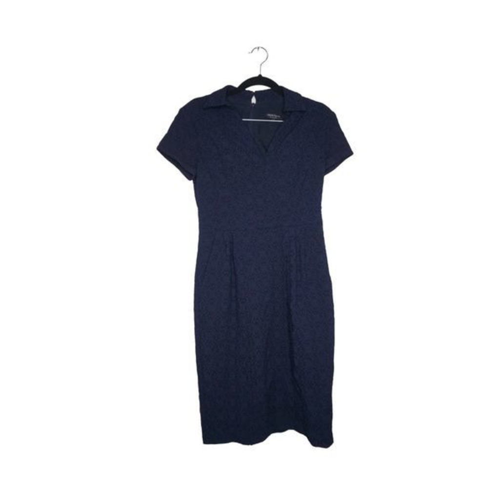 Nanette Lepore Sz 2 Navy Blue Shift Dress w/ Pockets‎ Midi Dress
